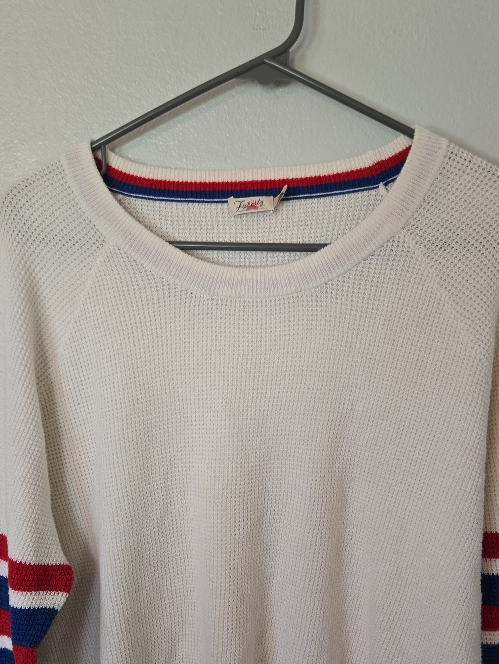Faherty | Throwback Wisp Waffle Cotton Cashmere Sweater Americana Size XL - Picture 3 of 10
